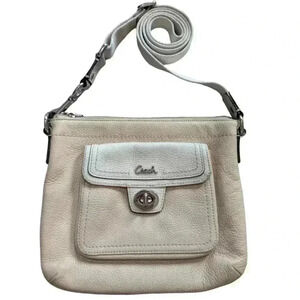Coach Park Campbell  Swingpack Purse Vintage Cream White Leather Silver Women's